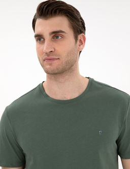 Haki %100 Pamuk Slim Fit Bisiklet Yaka Basic Ti__rt - Pierre cardin фото 2