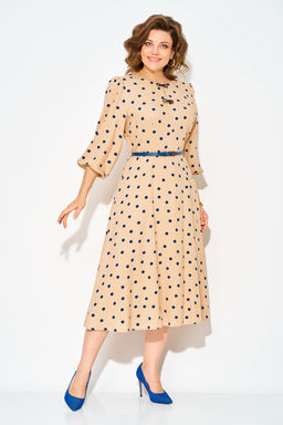 Платье Liliana 1511 л бежевый+синий  фото 4