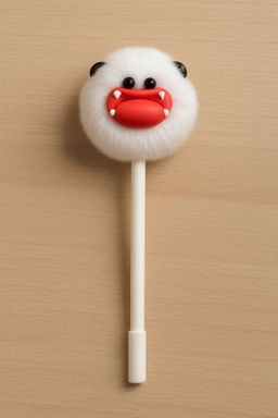 Ручка с помпоном "Big lipst", white