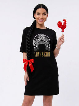 Сорочка "Царевна" чёрная, трикотаж