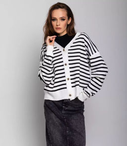 Кардиган #КТ8390, белый,чёрный