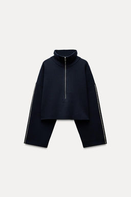 SHORT SWEATSHIRT WITH PIPING - Zara фото 5