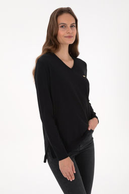 Kad_n Siyah V Yaka Basic Kazak - U.s. polo assn фото 3