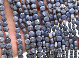 Синий коралла Акори таблетка с гранями 6*6мм, 37см, 60 бусин Радуга камня