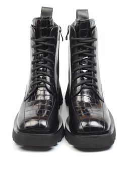 01-CG34-1 BLACK Ботинки демисезонные женские (натуральная кожа, байка)