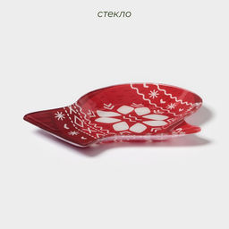 Блюдо сервировочное Доляна «Рукавицы. Зимине забавы», 22×18.5 см, стекло
