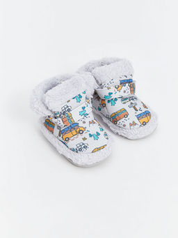 Bask?l? C?rt C?rtl? Erkek Bebek Y?r?me ?ncesi Ev Ayakkab?s?