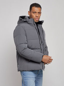 Куртка зимняя молодежная мужская с капюшоном темно-серого цвета 8320TC - Wonderrman фото 9