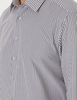 Siyah Slim Fit _izgili Uzun Kollu G_mlek