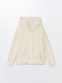 Kap??onlu Basic Uzun Kollu K?z ?ocuk Fermuarl? Sweatshirt