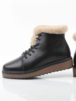 04-5606-1 BLACK Ботинки зимние женские (натуральная кожа, 100% шерсть)