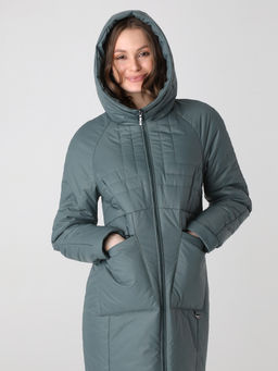 24318 Пальто дем. серо-зеленый - Dizzyway фото 2