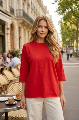 K13671 Футболка OVER SIZE (хлопок) КРАСНЫЙ