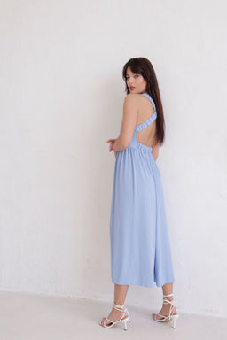 Платье с перекрещенными бретелями голубое - Martichelli фото 11