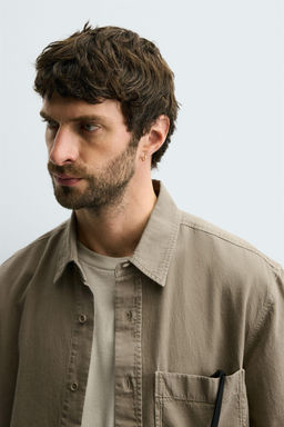 WASHED COTTON-LINEN SHIRT