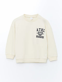 Bisiklet Yaka Bask?l? Erkek ?ocuk Sweatshirt