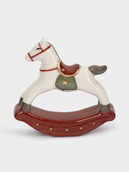 Статуэтка, 10 см, фарфор P, бежево-бордовая, Лошадка-качалка, Bright horse