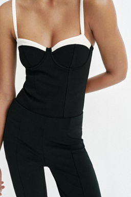 BODY TIRANTES CONTRASTE / Negro / Blanco