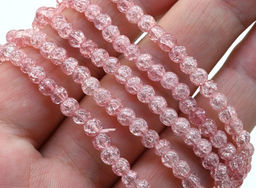 Браслет из сахарного кварца шарик 4мм цв.клубничный, 17см