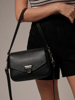 Сумка кожаная через плечо Azaro 3684 черный никель