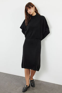 TRENDYOLMILLA Bej Genis Kal?p Midi Triko Suveterli Elbise TWOAW24EL00012  фото 7