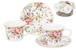 Чайн. наб. 12 пр. 270 мл Яблоневый цвет на белом NEW BONE CHINA