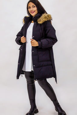 Зимняя куртка на поясе с натуральным мехом арт. 23226