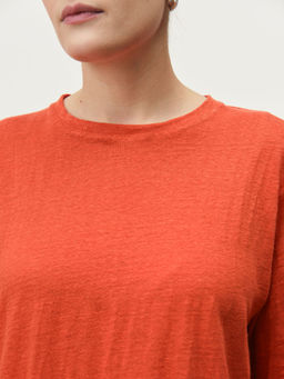 Лонгслив из льна 2902 коралловый