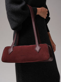 Замшевая сумка багет Deboro 31129 зимняя вишня