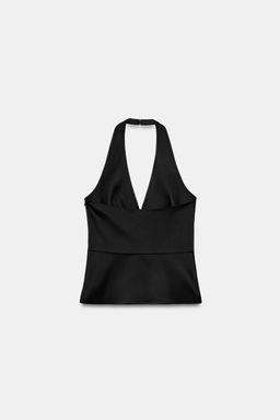 TOP HALTER SATINADO / Negro