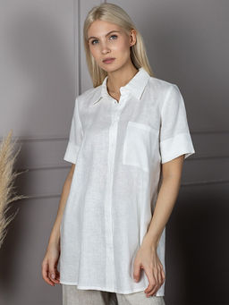 Рубашка блузка лен 57%, вискоза 43%