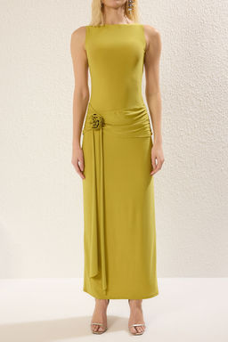 TRENDYOLMILLA K?rm?z? Gul Detayl? Orme S?k Maxi Abiye & Mezuniyet Elbise TPRSS25AE00092  фото 3