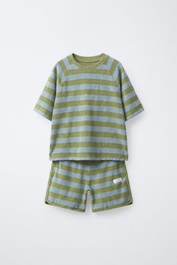 CONJUNTO CAMISETA Y BERMUDA RAYAS EFECTO TOALLA / varios