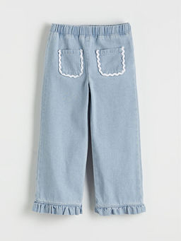 Beli Lastikli K?z ?ocuk Jean Pantolon