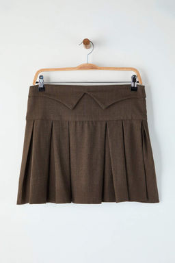 EXCLUSIVE Ozel Koleksiyon Vizon Ekoseli Bel Detayl? Piliseli K?sa Etek TWOAW26ET00134 - Trendyolmilla фото 7