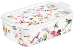 Блюдо д/запекания и сервировки 2,1 л 29,5*18*8,5 см Певчие птички с крышкой, фарфор NEW BONE CHINA