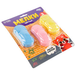 Мелки цветные для рисования на асфальте «Машинка», 3 шт.