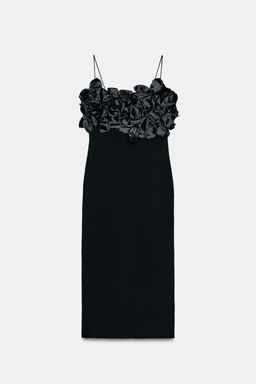 VESTIDO PUNTO COMBINADO FLORES / Negro - Zara фото 8