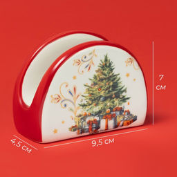 Салфетница новогодняя Доляна «Волшебное дерево», 9.5×4.5×7 см, доломит, белая, красная