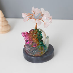 Фигурка «Деревце под защитой дракона», стекло, металл, 18 камней, розовый, 5.5×5.5×9 см