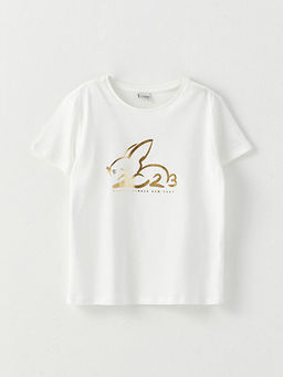 Bisiklet Yaka Y?lba?? Temal? K?sa Kollu K?z ?ocuk Ti??rt