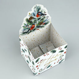 Коробка для мини-букетов С новым годом, снегири, 12 х 17 х 10 см - Дарите счастье фото 11