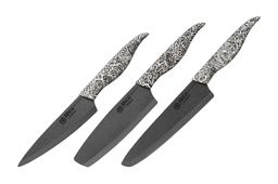 Набор из 3 ножей SamuraInca "(23,43,85), чёрная циркониевая керамика"