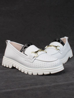 03-PDD164-1 WHITE Полуботинки женские (натуральная кожа)