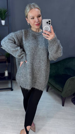 Джемпер Oversized из смесовой шерсти Grey - Erist store фото 9