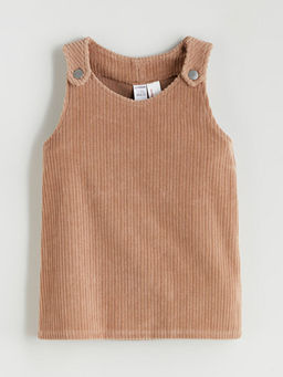 Bisiklet Yaka K?z ?ocuk Kadife Salopet Elbise