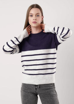 Джемпер жен. (ЧЗ) т.фиолет./молочный 153969апэ