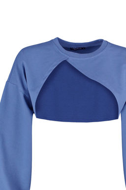 TRENDYOLMILLA Antrasit Asimetrik Super Crop Bisiklet Yaka Ince Orme Sweatshirt TWOAW23SW00531  фото 7
