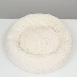 Лежанка для собак и кошек, длинный мех, 80 х 80 х 25 см, молочная - Пижон фото 3