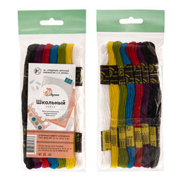 Нитки для вышивания ПНК им. Кирова мулине Школьный 100% хлопок 7 цв. x 10 м АССОРТИ